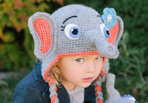 Bonnet unisexe motif éléphant avec oreilles d'animaux mignonnes, instructions de crochet faciles pour tailles enfant et adulte, idéal pour garçons et filles pour les fêtes - Product Image 6