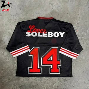 Maillot de football américain à manches raglan unique personnalisé Fans maille chemises Boxy surdimensionnées chemise de camp d'entraînement - Product Image 5