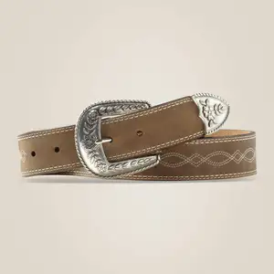 High Quality Genuine Nubuck Leather Belts Camel Color with Metal Buckle Direct from Indian Supplier