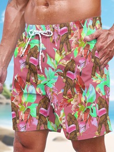 กางเกงขาสั้นชายหาดผ้าโพลีเอสเตอร์สำหรับผู้ชายกางเกงขาสั้นชายหาดผ้าโพลีเอสเตอร์100% ปรับได้มีเชือกผูกแบบลำลองฤดูร้อนสีฟ้าเสื้อผ้าชายหาด - Product Image 3