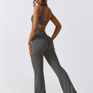 Combinaison de sport sexy sans dos pour femme, respirante, pour l'extérieur, avec effet froncé aux fesses, idéale pour la gym, l'entraînement et le yoga - Product Image 6