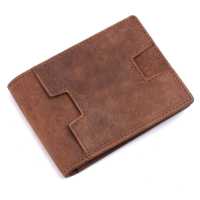Dompet Lipat Pendek Kulit Asli Gaya Vintage Pria, Anti RFID, Logo Dapat Disesuaikan, Pola Polos, Lapisan Katun