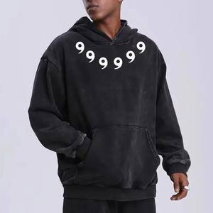 Heavyweight Vintage Pullover Acid Wash Pullover Fabricantes Carta Impresión Sudadera con capucha con bolsillos - Product Image 3