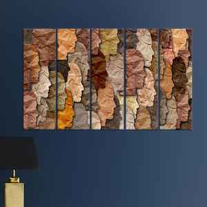Toile d'art élégante multicolore avec visages : Impression de silhouettes diverses, lot de 5 toiles - Product Image 1