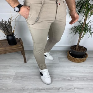 Pantalon de bureau décontracté Slimfit pour homme Pantalon taille haute à rayures - Product Image 2
