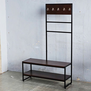 Silla para cambiar zapatos con percheros integrados, estructura de madera y hierro - Zapateros y soportes para zapatos Modelo KG68060 - Product Image 2