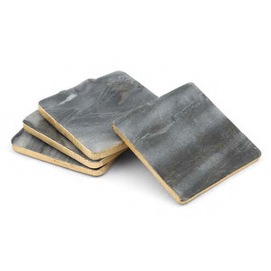 Square Free Stone <b>Coasters</b> With Gold Border Tea <b>Drink</b> <b>Coasters</b> For Home Office Restaurant Use - Product Image 4