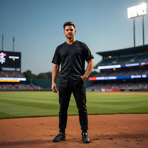 Uniforme de baseball personnalisé léger et confortable maillot boutonné à manches courtes 100% polyester respirant col montant à séchage rapide - Product Image 3