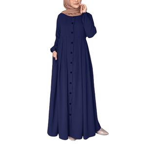 Ropa islámica a granel para mujer 2023 caftán Abaya estilo turco vestido musulmán personalizado Abaya verde teñido Cierre de botón personalizado - Product Image 4