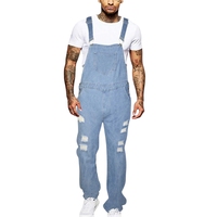 Peto vaquero desgastado antibacteriano para hombre, estilo ropa de trabajo, con tirantes ajustables, logotipo personalizado y bordado digital.
