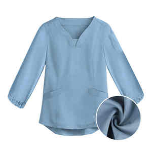 Anti-rides à manches longues haut col en v médecin soins infirmiers Scrubs survêtement ensembles gommage médical costumes uniformes d'hôpital unisexe Spandex - Product Image 3