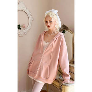 Sweat à capuche en molleton de coton pour femme, de haute qualité, décontracté, à fermeture éclair, manches longues pour l'hiver - Product Image 1