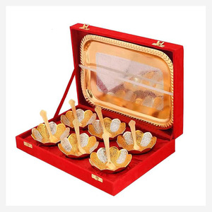 Bol de service couleur or et argent avec cuillère bol en laiton pour cadeau retour cadeau pour mariage et pendaison de crémaillère ensemble de bols personnalisables - Product Image 2