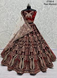 Lehenga choli ที่สวยงามพร้อม dupatta คู่กับรูปนกยูงปัก - Product Image 4