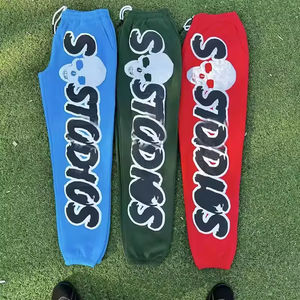 Ensemble survêtement unisexe en coton personnalisé pour homme avec impression 3D en relief, sweat-shirt oversize et pantalon de jogging. Survêtement vintage brodé lourd - Product Image 3