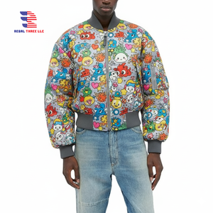 Chaqueta Bomber de vuelo MA1 personalizada para hombre, chaquetas de nailon satinado con cuello redondo, chaquetas Bomber de sublimación personalizadas para hombre - Product Image 1
