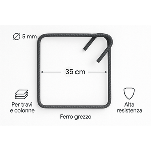 Staffa Chiusa per Rinforzo in Ferro 35 X 35 cm per Strutture in Calcestruzzo - Product Image 3