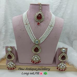 Nouveauté : Parure de bijoux longue classique ethnique plaquée or avec perles et kundan pour femme, idéale pour fiançailles, mariage et soirée - Product Image 2