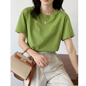 Camiseta lisa recortada para mujer, Top en blanco de gran tamaño, venta al por mayor, Primavera - Product Image 2