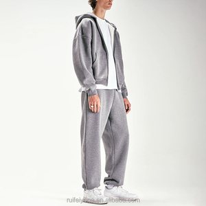 ชุดวอร์มกางเกงมีฮู้ดสำหรับผู้ชายชุดวอร์มผ้าคอตตอนฟลีส450GSM โอเวอร์ไซส์ออกแบบโลโก้ได้ตามต้องการ - Product Image 6