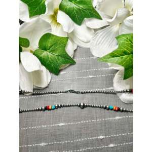 Collar Navajo con Cadenas de Cuentas de Plata de Ley y Piedras Múltiples, con Patrones de Números y Ancla, para Bodas, Fiestas y Regalos - Product Image 2