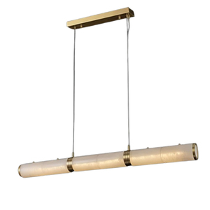 Suspension de bar mince en laiton et marbre avec double suspension pour table à manger scandinave ou îlot de cuisine - Product Image 1