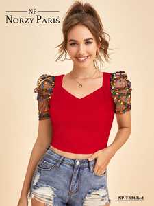 Women's Designer Crocheted Crop Tops Trendy Blouses & <b>Shirts</b> with Button Decoration Fashionable & ODM for <b>Party</b> Occasions - Product Image 6