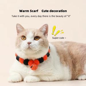 جديد هالوين الحيوانات الأليفة طوق متعة اليقطين الديكور الكلب القط طوق الأشرطة حبل الفراء الكرة قلادة وشاح القط - Product Image 3