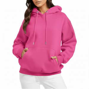 เสื้อฮู้ดผ้าฟลีซแขนยาวสำหรับผู้หญิง แบรนด์ส่วนตัว ฤดูหนาว ผ้าฝ้าย 100% โลโก้ด้านหน้า สไตล์ลำลอง สั่งซื้อจำนวนมาก - Product Image 1