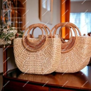 Nouvelle mode couleur naturelle demi-lune sac à main tissé en paille fait à la main bretelles détachables sac à bandoulière de plage d'été - Product Image 4