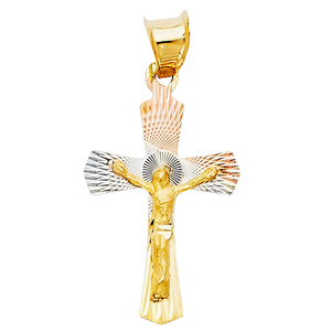 Customizable 14K Three Tone <b>Gold</b> Silver Plated Christian <b>Crucifix</b> Jesus Cross <b>Pendant</b> Hip Hop Style Fashion Children's <b>Pendant</b> - Product Image 1