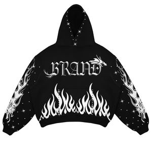 Sweat-shirt lourd surdimensionné en coton doux 100% 500 g/m², style streetwear personnalisé, avec appliqué délavé à l'acide et effet délavé au soleil - Product Image 1