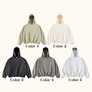 Heavyweight Boxy Square Unisex Fleece Hoodies Streetwear Custom Print Logo Baggy Blank Boxy Cropped Fit Men Pullover Hoodies - Product Image 3