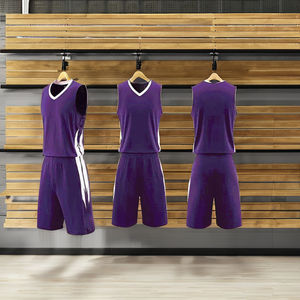 Maillot de basket-ball unisexe personnalisé en gros, ensemble en maille, imprimé par transfert thermique, vêtements de sport à séchage rapide, 100% polyester, toutes saisons - Product Image 2