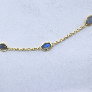 Joyería de labradorita, Collar chapado en oro de piedras preciosas de labradorita Natural de corte ovalado de alta calidad de plata 925, regalo para mujer - Product Image 3