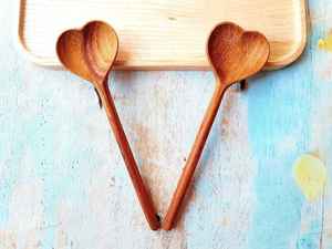 Cuchara y tenedor de madera de acacia hechos a mano de la mejor calidad, artesanías Naturales de La India - Product Image 2