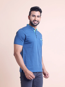 T-shirt à manches courtes et col mandarin de haute qualité pour hommes Vêtements décontractés confortables 100% coton pour les tenues de tous les jours et le bureau - Product Image 4