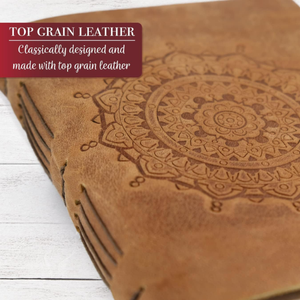 Diario de cuero marrón hecho a mano, diseño de Mandala Vintage, cuaderno de escritura diario forrado de cuero de grano completo para promociones - Product Image 3
