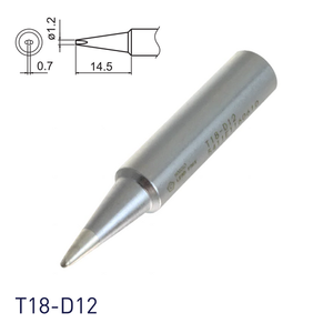 Punta de Soldador de Cobre Libre de Oxígeno Hakko T18-D12, Forma 1.2D, Conector Deslizante para Soldadores de la Serie D12 - Product Image 1