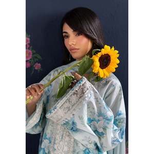 Printed Floral Breathable <b>3</b>-<b>Piece</b> 100% Cotton Lawn <b>Women's</b> <b>Suit</b> Set with Embroidery UF-4461 - Product Image 3