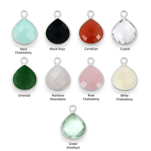 Vente en gros de pendentif en onyx noir plaqué or, breloque lunette en forme de larme à facettes de 12mm pour la fabrication de bijoux, pierre de naissance de février - Product Image 3