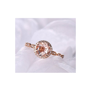 แหวนหมั้นแต่งงานอัญมณีมอร์แกไนต์ธรรมชาติแหวนทอง14kt แบบเรียบง่ายแหวนครบรอบผู้หญิงพร้อมแหวนเพชรแท้ - Product Image 1