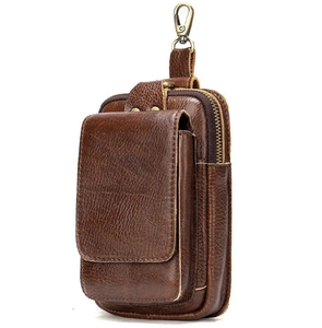 Sac banane vintage en cuir véritable, pochette rétro à bandoulière avec fermeture éclair pour usage quotidien en extérieur - Product Image 3