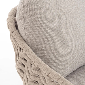 เฟอร์นิเจอร์กลางแจ้งสองที่นั่งโซฟาอลูมิเนียมและไม้สักกรอบรวมกับเชือกและเบาะ-คีโน - Product Image 5