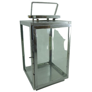 Lanterne acier inoxydable et verre métal décoration design moderne nickel polonais décoration design lanternes maison design d'intérieur - Product Image 2