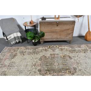 พรมตุรกีโบราณสีเบจ-ชมพู5.2x9.7ft แบนสานสไตล์คลาสสิกสำหรับการตกแต่งห้องนั่งเล่นลวดลายห้องโถง - Product Image 2