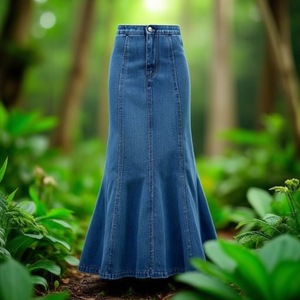 กระโปรงยีนส์ทรงเอไลน์สำหรับผู้หญิง ByMeldev สวมใส่สบายและมีสไตล์ ไซส์ M L XL ดีไซน์ Rok Duyung ที่เป็นเอกลักษณ์ - Product Image 3