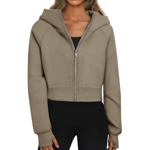 Vêtements décontractés, streetwear, épaules tombantes, respirants, respectueux de l'environnement, sweats à capuche en tricot, sweats à capuche courts pour femmes - Product Image 4