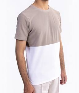 เสื้อยืดสำหรับผู้ชายบริการ OEM สินค้ามาใหม่เสื้อยืดผ้าฝ้ายน้ำหนักเบาระบายอากาศได้ดีสีพื้นสองโทน - Product Image 4