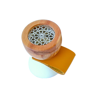 Brûleur d'encens cadeau Ramadan, Bakhoor brûleur d'encens en bois rond en forme de plateau arabe Kefaf Mubkhar de traditionnel - Product Image 4